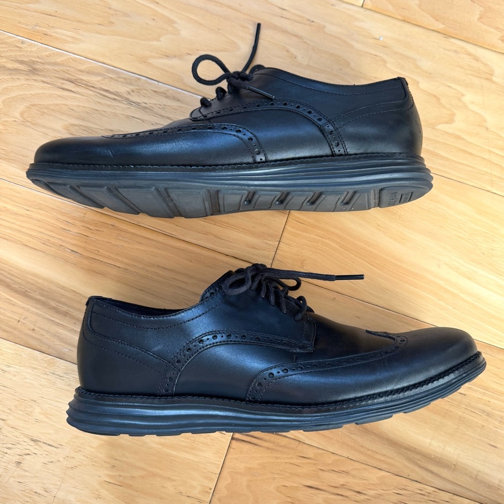 Cole Haan Original Grand Wingtip Black Leather Sneaker Oxford C27984 Size 10.5